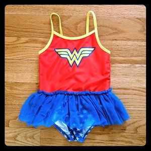 Girls Wonder Woman 1 Piece Tutu Swimsuit Size 4T